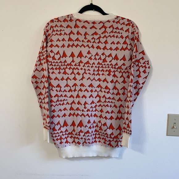 Stella McCartney Size 38 Heart Pattern Wool Blend Oversized Pullover With Pocket - Picture 8 of 8